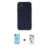 MARSİLYAN™- iPhone 11 Kılıf Ahenk Serisi - Şeffaf Uv Polymer Nano Ekran Koruyucu + Neon Fosforlu Kamera Lens - TU