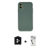 MARSİLYAN™- iPhone 11 Kılıf Ahenk Serisi - Şeffaf Uv Polymer Nano Ekran Koruyucu + PVD Metal Kamera Lens - TU
