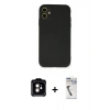MARSİLYAN™- iPhone 11 Kılıf Ahenk Serisi - Şeffaf Uv Polymer Nano Ekran Koruyucu + PVD Metal Kamera Lens - TU
