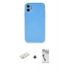 MARSİLYAN™- iPhone 11 Kılıf Ahenk Serisi - Şeffaf Uv Polymer Nano Ekran Koruyucu + Turuncu Renkli Kamera Lens Koruma Cam