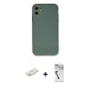 MARSİLYAN™- iPhone 11 Kılıf Ahenk Serisi - Şeffaf Uv Polymer Nano Ekran Koruyucu + Turuncu Renkli Kamera Lens Koruma Cam