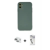 MARSİLYAN™- iPhone 11 Kılıf Ahenk Serisi - Şeffaf Uv Polymer Nano Ekran Koruyucu + Pers Alüminyum Kamera Lens - YL