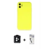 MARSİLYAN™- iPhone 11 Kılıf Ahenk Serisi - Şeffaf Uv Polymer Nano Ekran Koruyucu + PVD Metal Kamera Lens - YL