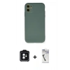 MARSİLYAN™- iPhone 11 Kılıf Ahenk Serisi - Şeffaf Uv Polymer Nano Ekran Koruyucu + PVD Metal Kamera Lens - YL