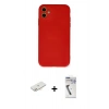 MARSİLYAN™- iPhone 11 Kılıf Ahenk Serisi - Şeffaf Uv Polymer Nano Ekran Koruyucu + Renkli Kamera Lens Koruma Cam - YL