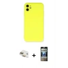 MARSİLYAN™- iPhone 11 Kılıf Ahenk Serisi - Siyah 34D Hayalet Izgaralı Cam + Pers Alüminyum Kamera Lens - GD