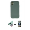 MARSİLYAN™- iPhone 11 Kılıf Ahenk Serisi - Siyah 34D Hayalet Izgaralı Cam + Raze Metal Kamera Lens - KI
