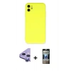 MARSİLYAN™- iPhone 11 Kılıf Ahenk Serisi - Siyah 34D Hayalet Izgaralı Cam + Raze Metal Kamera Lens - MR