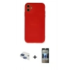 MARSİLYAN™- iPhone 11 Kılıf Ahenk Serisi - Siyah 34D Hayalet Izgaralı Cam + Pers Alüminyum Kamera Lens - LT