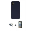 MARSİLYAN™- iPhone 11 Kılıf Ahenk Serisi - Siyah 34D Hayalet Izgaralı Cam + Pers Alüminyum Kamera Lens - LT