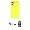 MARSİLYAN™- iPhone 11 Kılıf Ahenk Serisi - Siyah 34D Hayalet Izgaralı Cam + Pers Alüminyum Kamera Lens - LT
