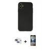 MARSİLYAN™- iPhone 11 Kılıf Ahenk Serisi - Siyah 34D Hayalet Izgaralı Cam + Pers Alüminyum Kamera Lens - LT