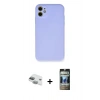 MARSİLYAN™- iPhone 11 Kılıf Ahenk Serisi - Siyah 34D Hayalet Izgaralı Cam + Pers Alüminyum Kamera Lens - YL