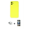 MARSİLYAN™- iPhone 11 Kılıf Ahenk Serisi - Siyah 34D Hayalet Izgaralı Cam + Pers Alüminyum Kamera Lens - YL