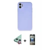 MARSİLYAN™- iPhone 11 Kılıf Ahenk Serisi - Siyah 34D Hayalet Izgaralı Cam + Raze Metal Kamera Lens - KI