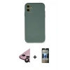 MARSİLYAN™- iPhone 11 Kılıf Ahenk Serisi - Siyah 34D Hayalet Izgaralı Cam + Raze Metal Kamera Lens - SH