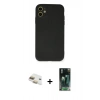 MARSİLYAN™- iPhone 11 Kılıf Ahenk Serisi - Siyah 360 Mat Full Body Arka Koruyucu + Pers Alüminyum Kamera Lens - GD