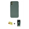 MARSİLYAN™- iPhone 11 Kılıf Ahenk Serisi - Siyah 360 Mat Full Body Arka Koruyucu + Rainbow Kamera Lens Koruma Cam - KI