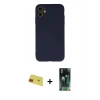 MARSİLYAN™- iPhone 11 Kılıf Ahenk Serisi - Siyah 360 Mat Full Body Arka Koruyucu + Rainbow Kamera Lens Koruma Cam - KI