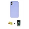 MARSİLYAN™- iPhone 11 Kılıf Ahenk Serisi - Siyah 360 Mat Full Body Arka Koruyucu + Rainbow Kamera Lens Koruma Cam - KI