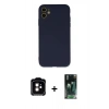 MARSİLYAN™- iPhone 11 Kılıf Ahenk Serisi - Siyah 360 Mat Full Body Arka Koruyucu + PVD Metal Kamera Lens - TU