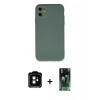 MARSİLYAN™- iPhone 11 Kılıf Ahenk Serisi - Siyah 360 Mat Full Body Arka Koruyucu + PVD Metal Kamera Lens - TU