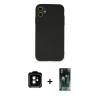 MARSİLYAN™- iPhone 11 Kılıf Ahenk Serisi - Siyah 360 Mat Full Body Arka Koruyucu + PVD Metal Kamera Lens - TU