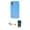MARSİLYAN™- iPhone 11 Kılıf Ahenk Serisi - Siyah 360 Mat Full Body Arka Koruyucu + Pers Alüminyum Kamera Lens - YL