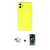 MARSİLYAN™- iPhone 11 Kılıf Ahenk Serisi - Siyah 360 Mat Full Body Arka Koruyucu + Pers Alüminyum Kamera Lens - YL