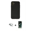 MARSİLYAN™- iPhone 11 Kılıf Ahenk Serisi - Siyah 360 Mat Full Body Arka Koruyucu + Pers Alüminyum Kamera Lens - YL