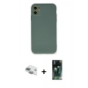 MARSİLYAN™- iPhone 11 Kılıf Ahenk Serisi - Siyah 360 Mat Full Body Arka Koruyucu + Pers Alüminyum Kamera Lens - YL