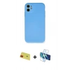 MARSİLYAN™- iPhone 11 Kılıf Ahenk Serisi - Siyah 3D Antistatik Cam Ekran Koruyucu + Rainbow Kamera Lens Koruma Cam - KI