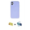 MARSİLYAN™- iPhone 11 Kılıf Ahenk Serisi - Siyah 3D Antistatik Cam Ekran Koruyucu + Rainbow Kamera Lens Koruma Cam - KI