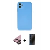 MARSİLYAN™- iPhone 11 Kılıf Ahenk Serisi - Siyah 3D Antistatik Hayalet Cam Ekran Koruyucu + Raze Metal Kamera Lens - SH