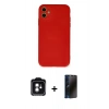 MARSİLYAN™- iPhone 11 Kılıf Ahenk Serisi - Siyah 3D Antistatik Hayalet Cam Ekran Koruyucu + PVD Metal Kamera Lens - YL
