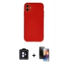 MARSİLYAN™- iPhone 11 Kılıf Ahenk Serisi - Siyah 3D Antistatik Mat Seramik Nano Ekran Koruyucu + PVD Metal Kamera Lens - MI