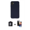 MARSİLYAN™- iPhone 11 Kılıf Ahenk Serisi - Siyah 3D Antistatik Mat Seramik Nano Ekran Koruyucu + PVD Metal Kamera Lens - MI