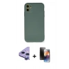 MARSİLYAN™- iPhone 11 Kılıf Ahenk Serisi - Siyah 3D Antistatik Mat Seramik Nano Ekran Koruyucu + Raze Metal Kamera Lens - MR