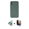MARSİLYAN™- iPhone 11 Kılıf Ahenk Serisi - Siyah 3D Antistatik Mat Seramik Nano Ekran Koruyucu + Raze Metal Kamera Lens - KI