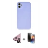 MARSİLYAN™- iPhone 11 Kılıf Ahenk Serisi - Siyah 3D Antistatik Mat Seramik Nano Ekran Koruyucu + Raze Metal Kamera Lens - SH