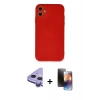 MARSİLYAN™- iPhone 11 Kılıf Ahenk Serisi - Siyah 3D Antistatik Mat Seramik Nano Ekran Koruyucu + Raze Metal Kamera Lens - MR
