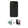MARSİLYAN™- iPhone 11 Kılıf Ahenk Serisi - Siyah 3D Antistatik Mat Seramik Nano Ekran Koruyucu + Raze Metal Kamera Lens - KI