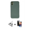 MARSİLYAN™- iPhone 11 Kılıf Ahenk Serisi - Siyah 3D Antistatik Mat Seramik Nano Ekran Koruyucu + Raze Metal Kamera Lens - GS