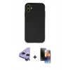 MARSİLYAN™- iPhone 11 Kılıf Ahenk Serisi - Siyah 3D Antistatik Mat Seramik Nano Ekran Koruyucu + Raze Metal Kamera Lens - MR