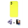 MARSİLYAN™- iPhone 11 Kılıf Ahenk Serisi - Siyah 3D Antistatik Mat Seramik Nano Ekran Koruyucu + Raze Metal Kamera Lens - MR