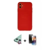 MARSİLYAN™- iPhone 11 Kılıf Ahenk Serisi - Siyah 3D Antistatik Mat Seramik Nano Ekran Koruyucu + Raze Metal Kamera Lens - KI