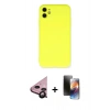 MARSİLYAN™- iPhone 11 Kılıf Ahenk Serisi - Siyah 3D Antistatik Mat Seramik Nano Ekran Koruyucu + Raze Metal Kamera Lens - SH
