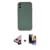 MARSİLYAN™- iPhone 11 Kılıf Ahenk Serisi - Siyah 3D Antistatik Mat Seramik Nano Ekran Koruyucu + Raze Metal Kamera Lens - SH