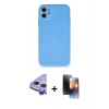 MARSİLYAN™- iPhone 11 Kılıf Ahenk Serisi - Siyah 3D Antistatik Mat Seramik Nano Ekran Koruyucu + Raze Metal Kamera Lens - MR