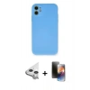 MARSİLYAN™- iPhone 11 Kılıf Ahenk Serisi - Siyah 3D Antistatik Mat Seramik Nano Ekran Koruyucu + Raze Metal Kamera Lens - GS